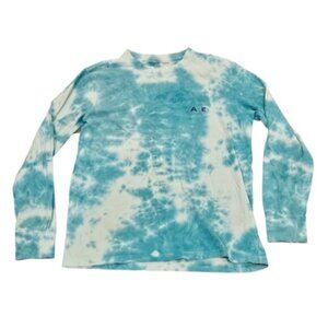 American Eagle T-Shirt Men Medium Blue Tie Dye Long Sleeve Crew Neck Cotton
